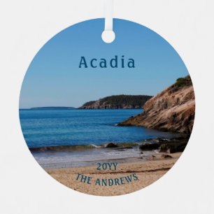 National Park Sand Beach Blue Acadia Metal Ornament