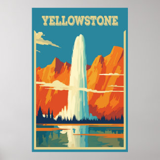 National park Yellowstone, Usa, Travel Poster