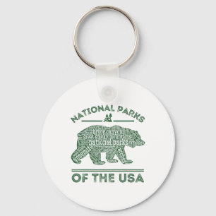 National Parks Bear Hiking Travel Camping Outdoors Keychain