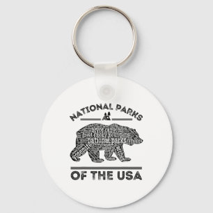 National Parks Bear Hiking Travel Camping Outdoors Keychain