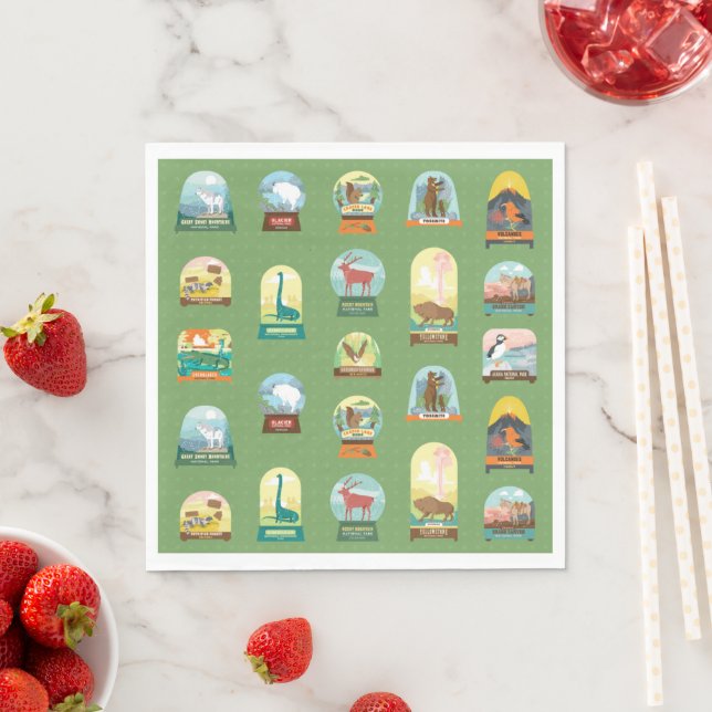 National Parks in Green Napkins (Insitu)