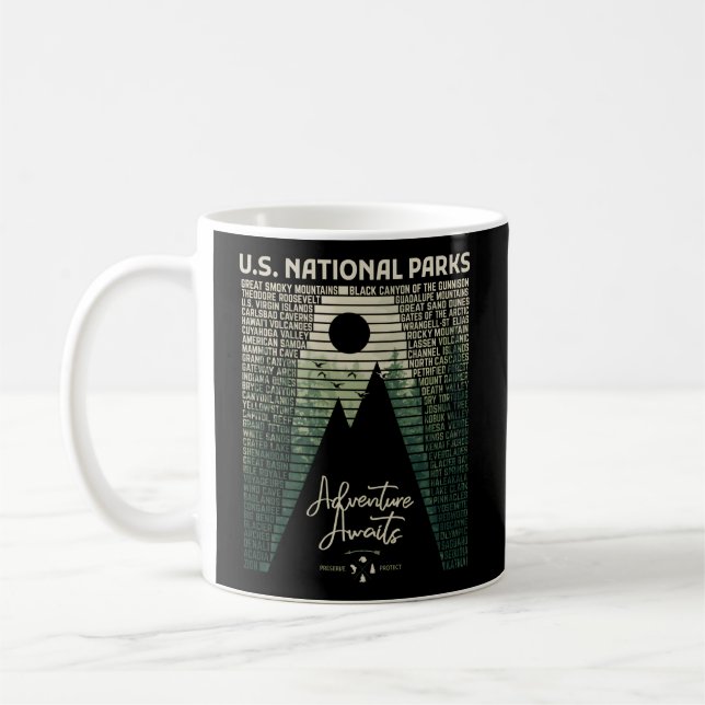 National Parks List Us Park Camg Hiking Coffee Mug (Left)