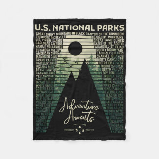 National Parks List Us Park Vintage Camping Hiking Fleece Blanket