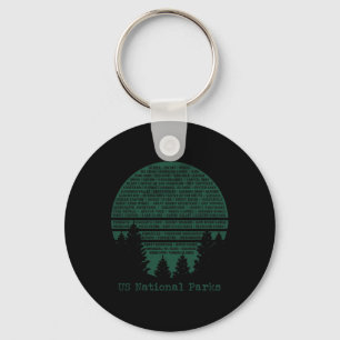National Parks List Usa Word Art Cloud Trees Campi Keychain