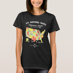 National Parks Map Camping Women Men Hiking T-Shir T-Shirt