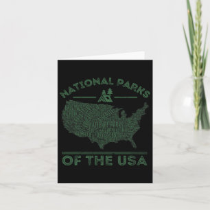 National Parks Map Hiking Travel Camping Outdoors Card