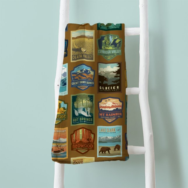 National Parks Pattern Fleece Blanket (Creator Uploaded)
