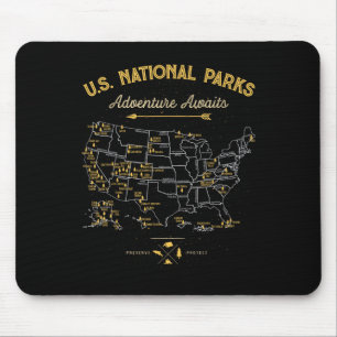 National Parks T Shirt Map Camping Women Men Hikin Mouse Pad