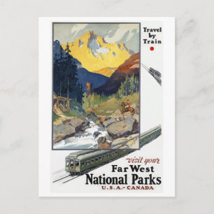 National Parks Travel by Train Postcard