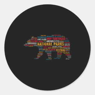 National Parks Usa Bear Hiking Camng Adventure Gif Classic Round Sticker