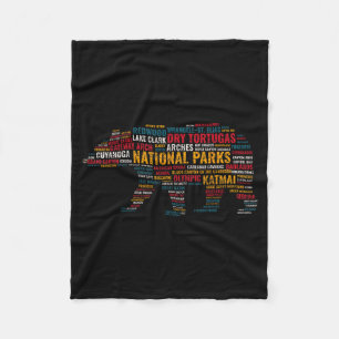 National Parks Usa Bear Hiking Camng Adventure Gif Fleece Blanket