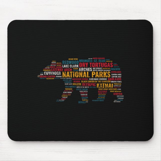 National Parks Usa Bear Hiking Camng Adventure Gif Mouse Pad (Front)