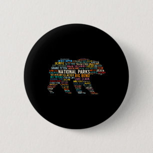 National Parks Usa List Word Cloud Bear Camping An 2 Inch Round Button