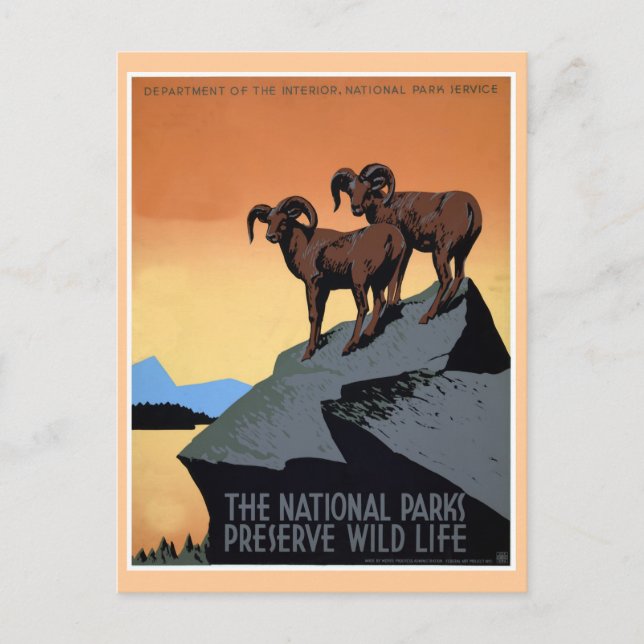 National parks WPA travel poster Postcard (Front)