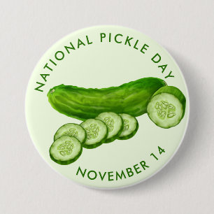 National Pickle Day, watercolor pickles 3 Inch Round Button