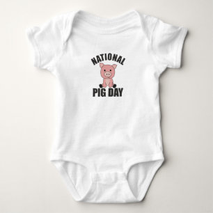 National Pig Day Cute Pig For Pig Day Baby Bodysuit