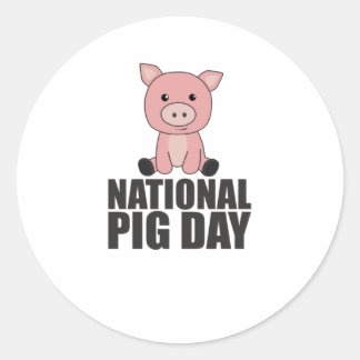 National Pig Day Cute Pig For Pig Day Classic Round Sticker
