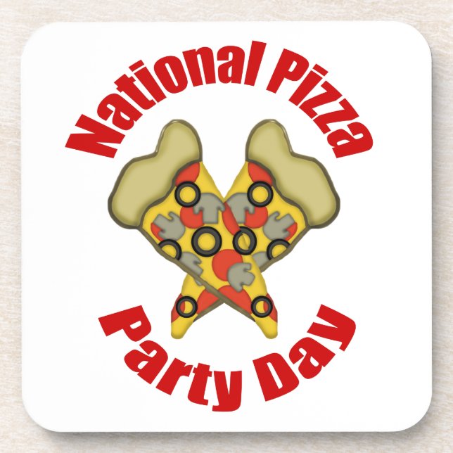 National Pizza Party Day Coaster (Front)