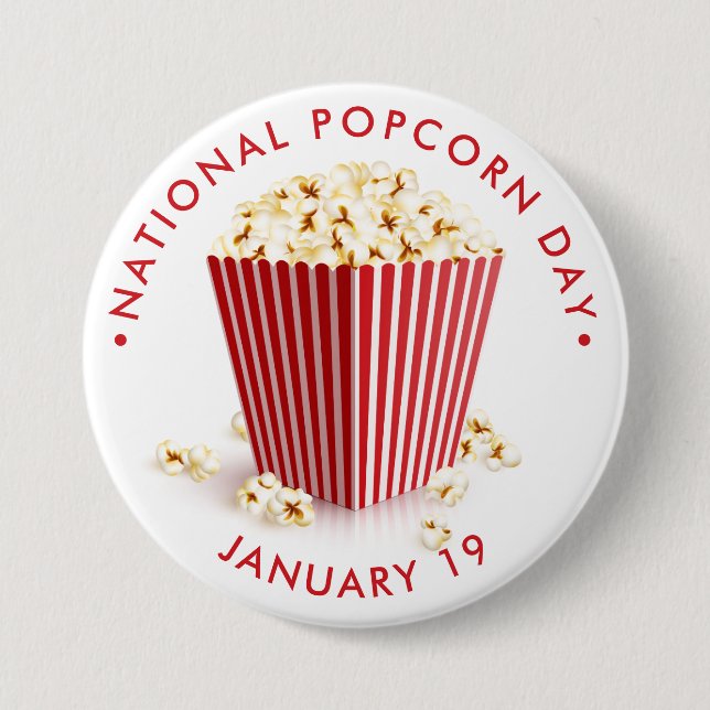 National Popcorn Day 3 Inch Round Button (Front)