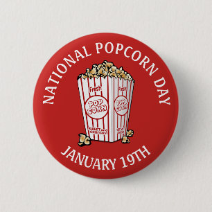 National Popcorn Day January 19th Button