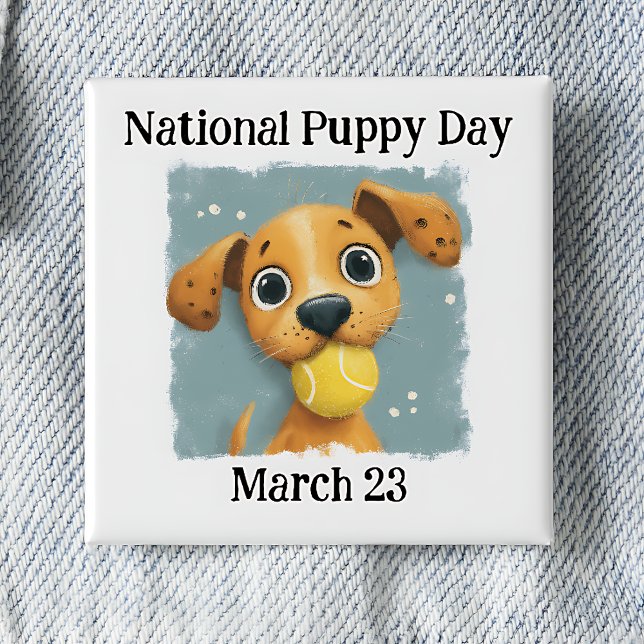 National Puppy Day  2 Inch Square Button (Creator Uploaded)