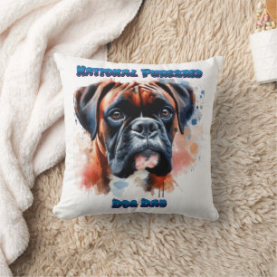National Purebred Dog Day Celebration Boxer dog Throw Pillow