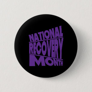 National Recovery Month Purple Typography Design  2 Inch Round Button