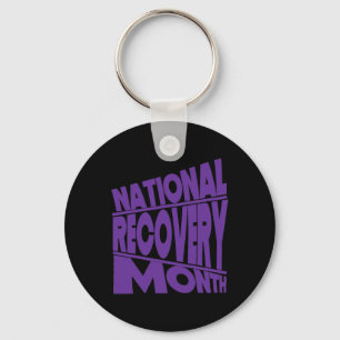 National Recovery Month Purple Typography Design  Keychain