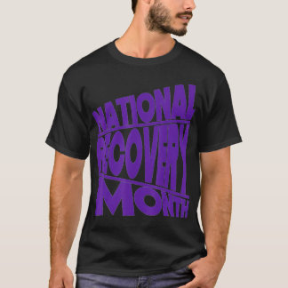 National Recovery Month Purple Typography Design  T-Shirt