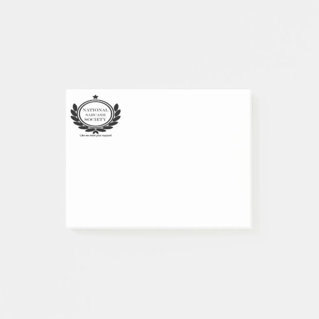 National Sarcasm Society Humour Quote Sarcastic Fu Post-it Notes (Front)