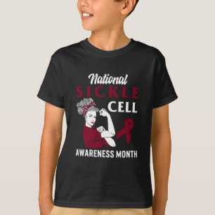 National Sickle Cell Awareness Month Burgundy Ribb T-Shirt