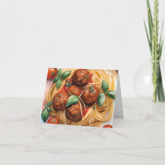 National Spaghetti Day A - January 4 - Watercolor  Card (Front)