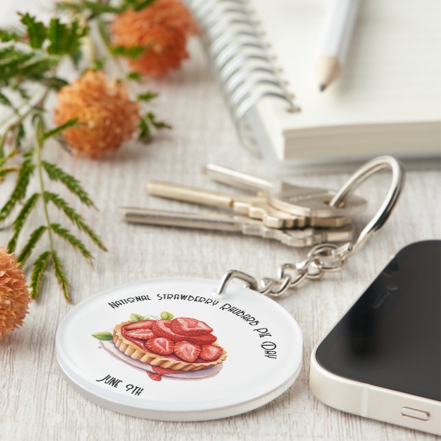National Strawberry Rhubarb Pie Day Custom  Keychain (Front Right)