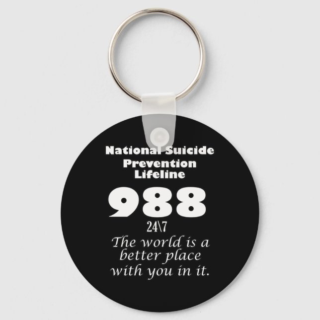 National Suicide Prevention Lifeline 988 With Whit Keychain (Front)
