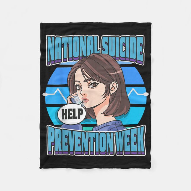 National Suicide Prevention Week Support Mental He Fleece Blanket (Front)