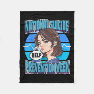 National Suicide Prevention Week Support Mental He Fleece Blanket