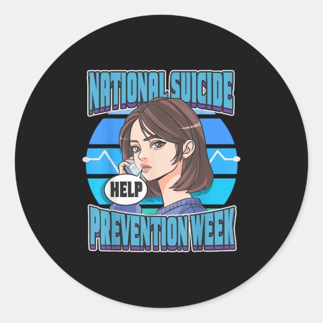 National Suicide Prevention Week Suprt Mental Heal Classic Round Sticker (Front)