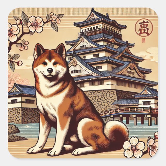 National symbols of Japan Square Sticker (Front)