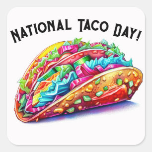 National Taco Day Square Sticker