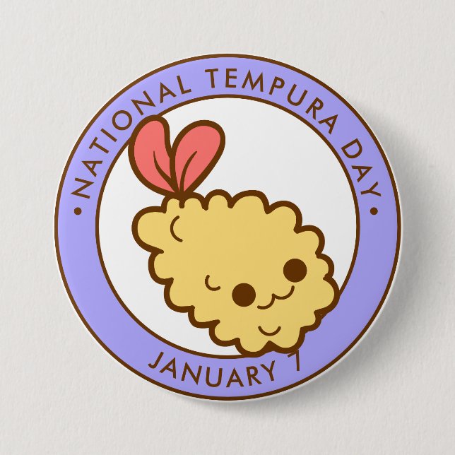 National Tempura Day, kawaii shrimp tempura 3 Inch Round Button (Front)