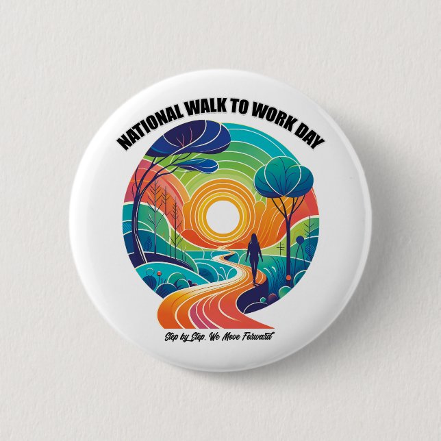 National Walk To Work Day 2 Inch Round Button (Front)