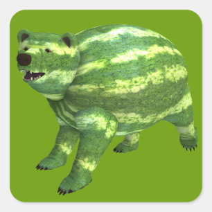 National Watermelon Day Bear Square Sticker