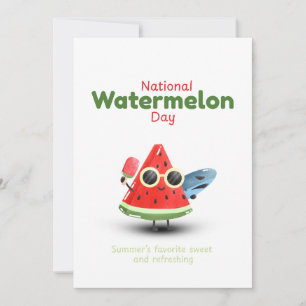National Watermelon Day Cute Summer Art Invitation