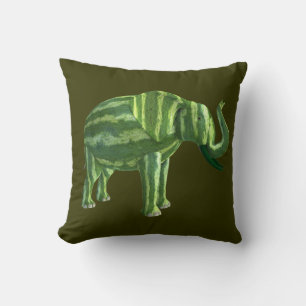 National Watermelon Day Elephant Throw Pillow