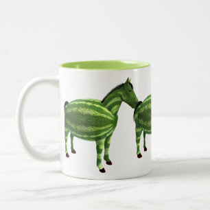 National Watermelon Day Horse Two-Tone Coffee Mug