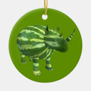 National Watermelon Day Rhinoceros Ceramic Ornament