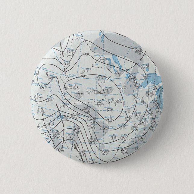 National Weather Map 2 Inch Round Button (Front)
