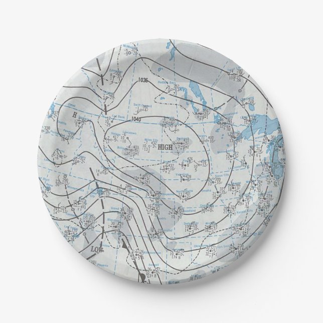 National Weather Map Paper Plate (Front)