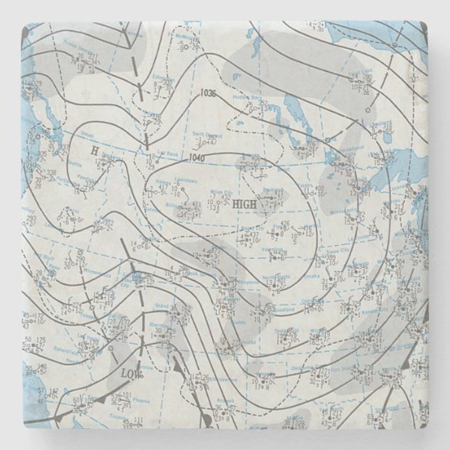 National Weather Map Stone Coaster (Front)