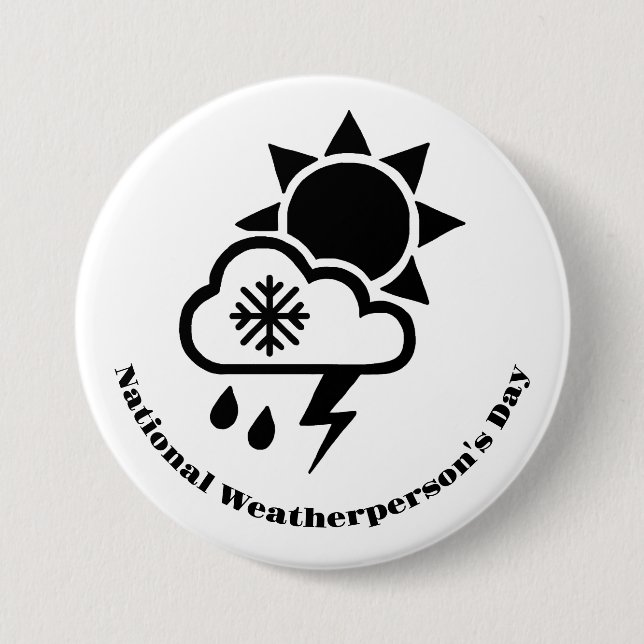 National Weatherperson's Day Button with Symbols   (Front)